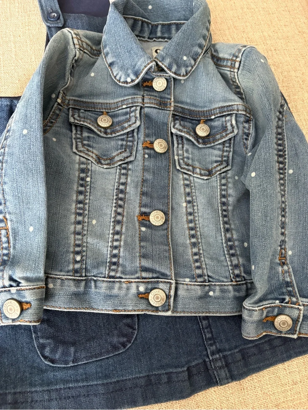 18 Month Dark Blue Denim Jumper with Denim OshKosh Jacket in Light Blue